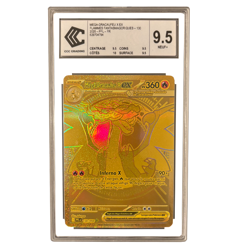 Carte Gradée CCC 9.5 Méga-Dracaufeu X Gold 130/094 FR | Attrape Ton Poke