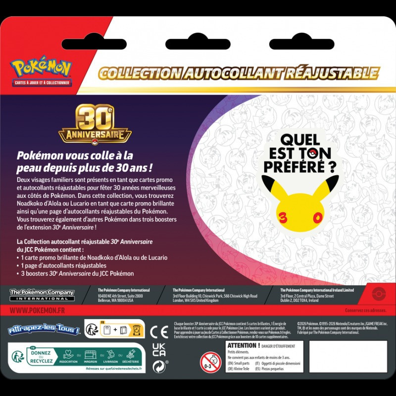 Tripack Collection Autocolant - 30e Anniversaire ( Aléatoire )